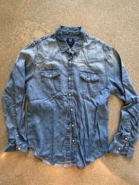 GAP Blue Denim Western Button-Up Shirt